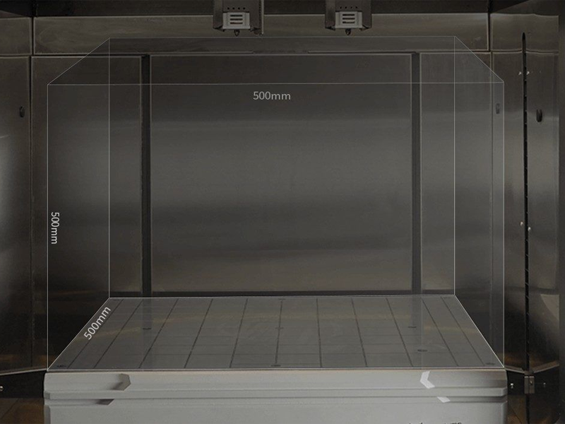 Das Bauvolumen des 3D-Druckers Raise3D RMF500